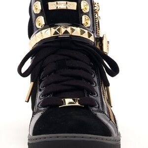 Michael Kors Glam Black and Gold Women's High Top Sneakers
